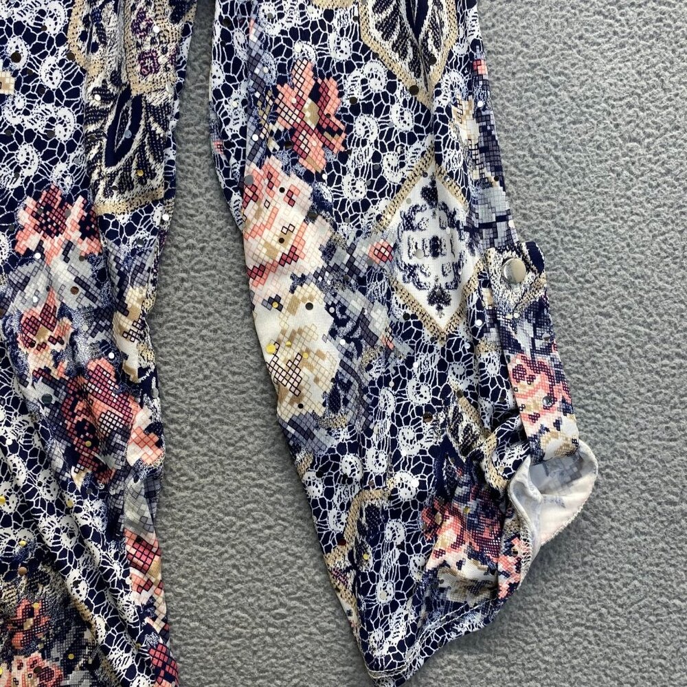 Brittany Black Women's Floral Top Boho Size 1X,sequin,Lighweight,Preppy,Blouse - Picture 7 of 7